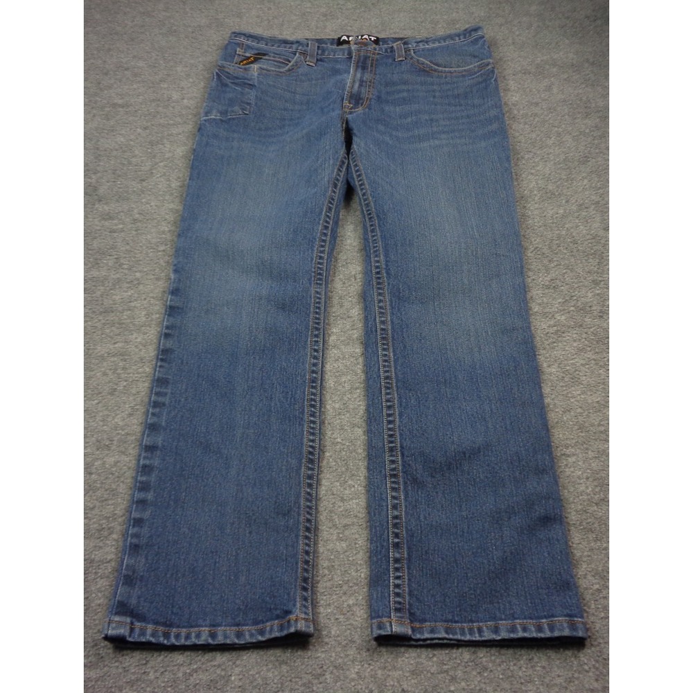 Ariat Men Jeans 36X32 Blue Denim Rebar M4 Low Rise Boot Medium Wash
